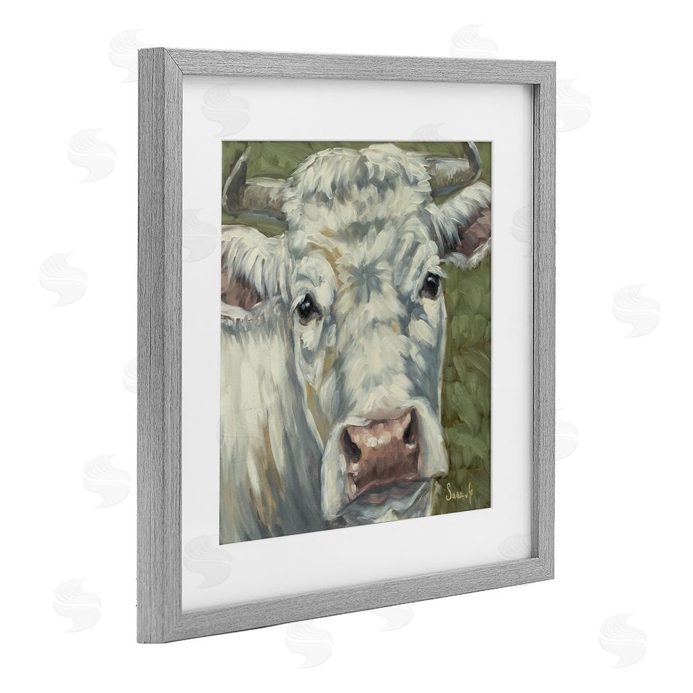 Sara G. Designs Pearl Of The Pasture Gray Framed Print Under Glass Wall Art