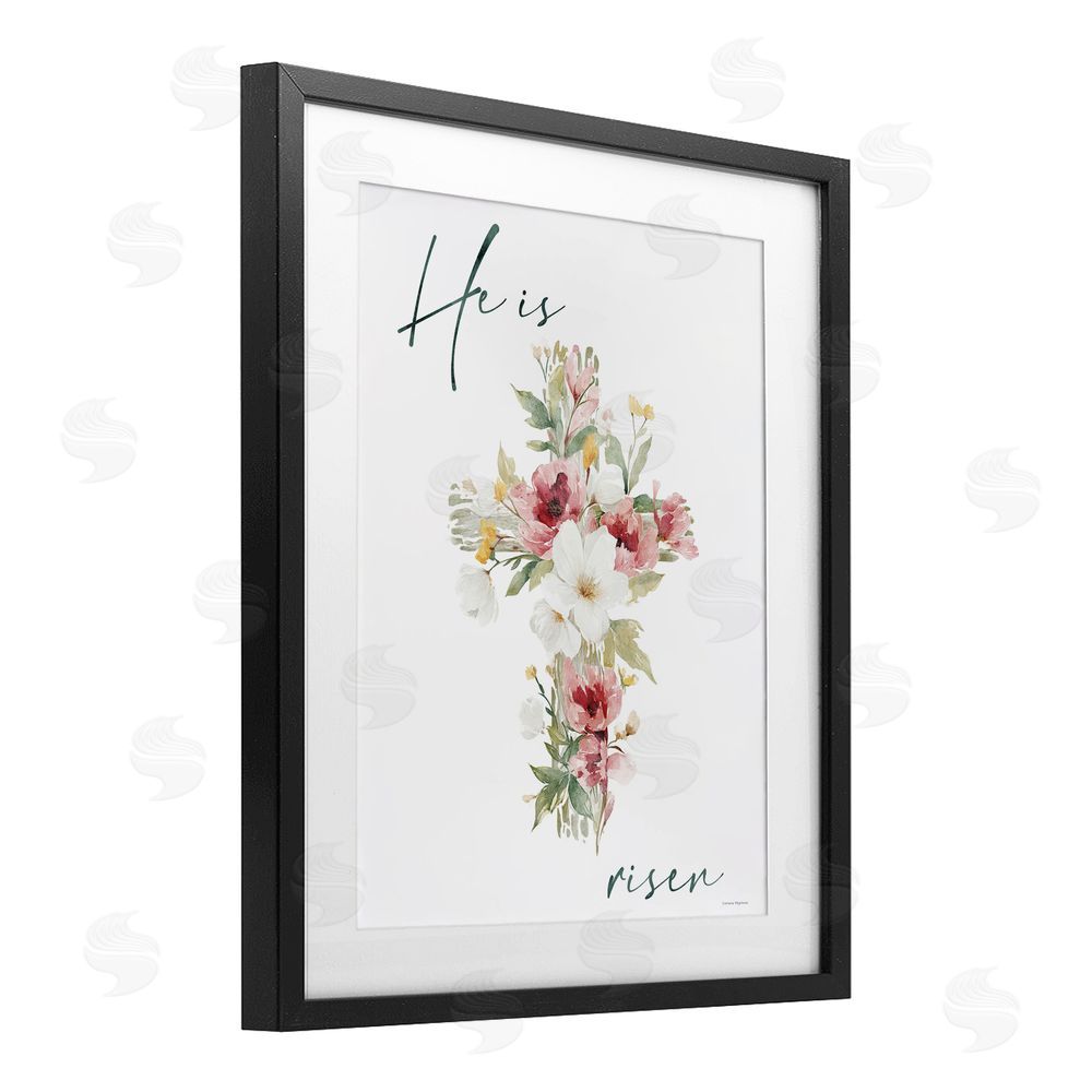 Svetlana Aleynikova He Is Risen Flower Cross Black Framed Print Under Glass Wall Art