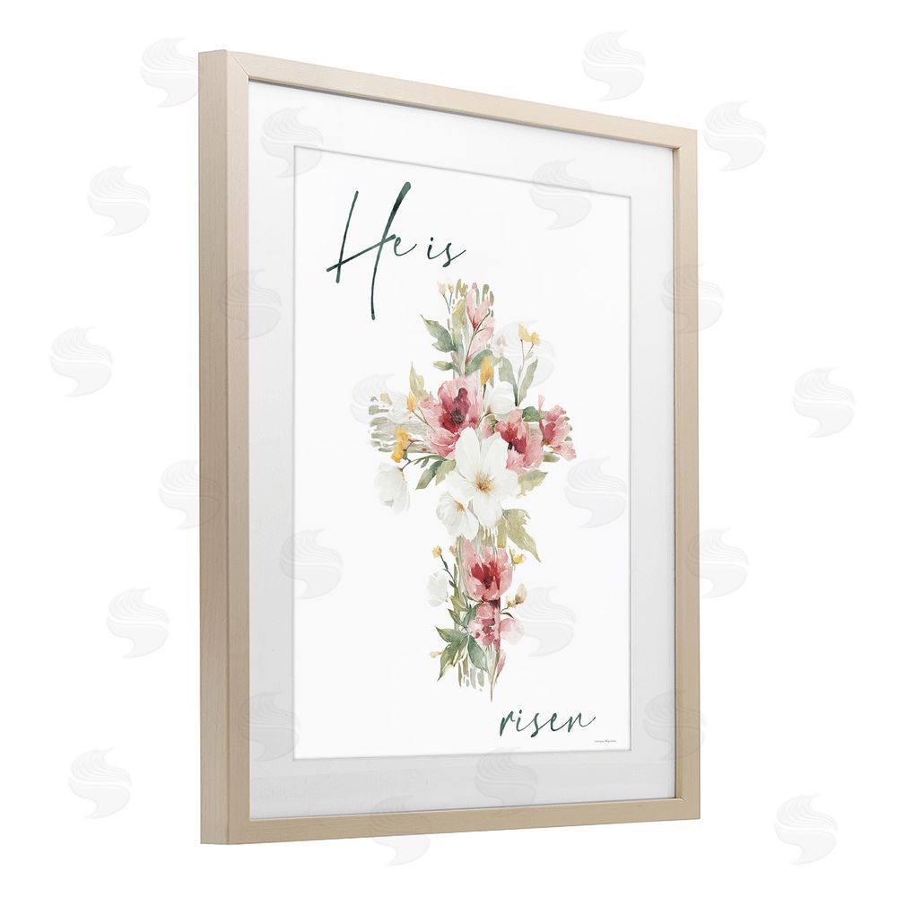 Svetlana Aleynikova He Is Risen Flower Cross Birch Framed Print Under Glass Wall Art