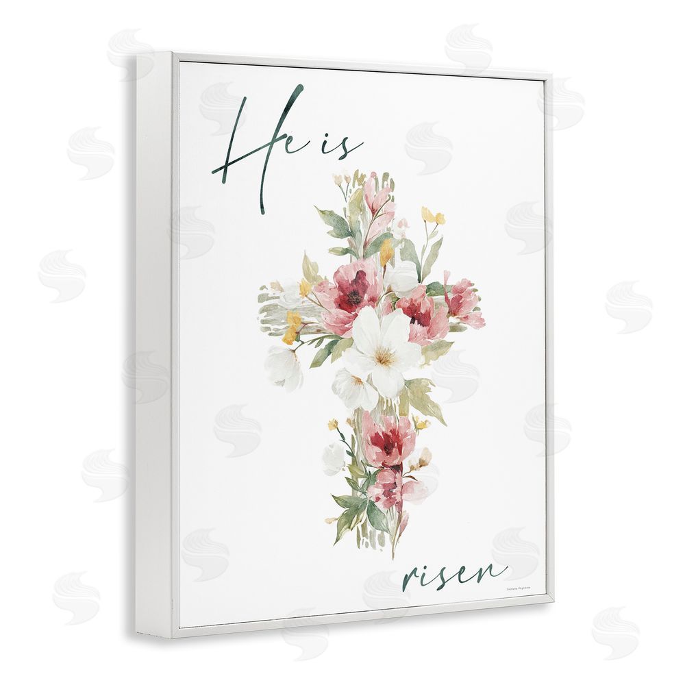 Svetlana Aleynikova He Is Risen Flower Cross White Framed Giclee Wall Art Print