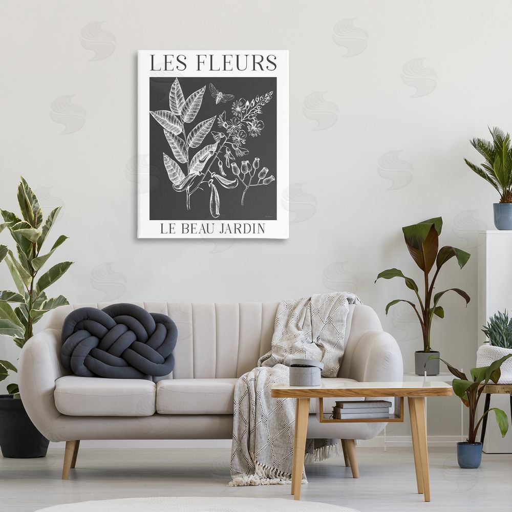 Lux + Me Designs Les Fleurs Black & White Contour Canvas Wall Art Print in Room
