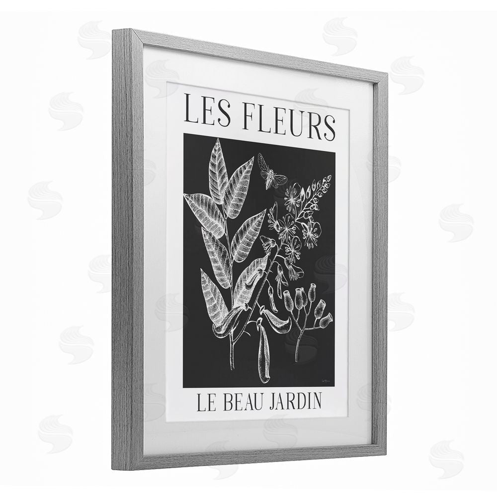 Lux + Me Designs Les Fleurs Black & White Contour Gray Framed Print Under Glass Wall Art
