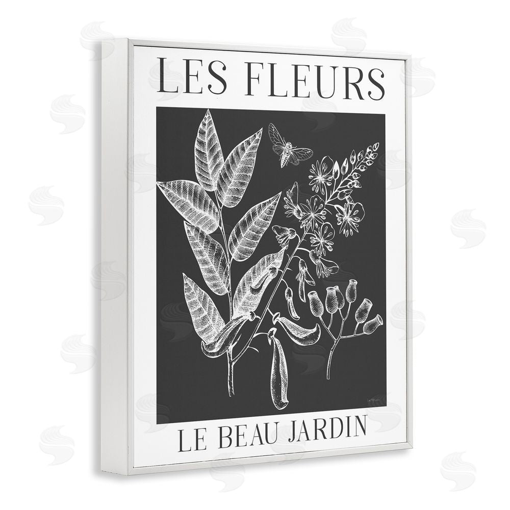 Lux + Me Designs Les Fleurs Black & White Contour White Framed Giclee Wall Art Print