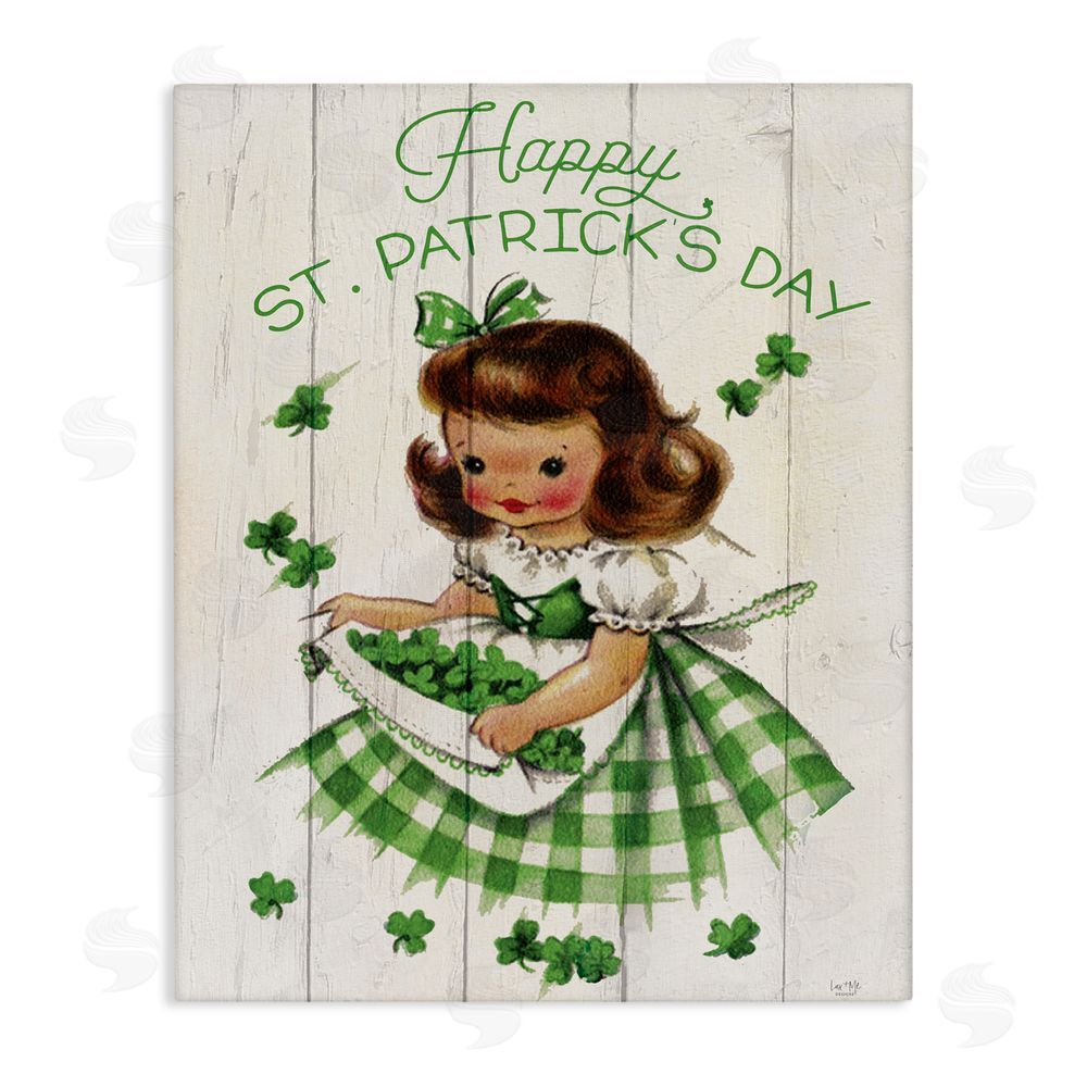 Lux + Me Designs Vintage St. Patrick's Day Girl Canvas Wall Art Print