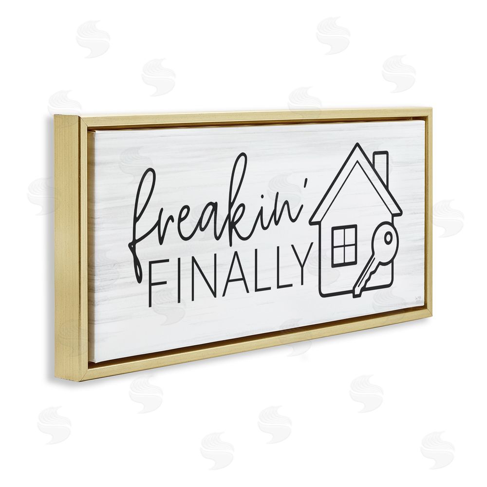 Lux + Me Designs Freakin' Finally Housewarming Gold Floating Frame Canvas Wall Art Print