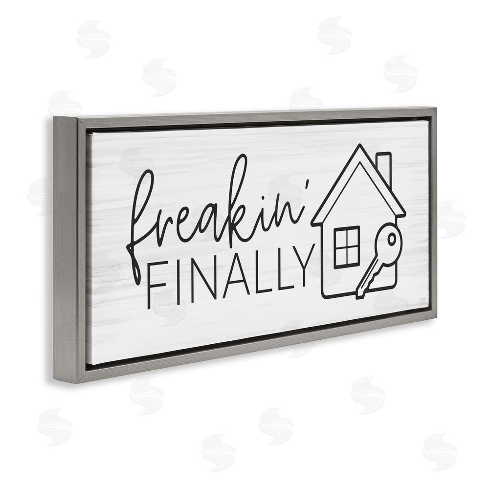 Lux + Me Designs Freakin' Finally Housewarming Gray Floating Frame Canvas Wall Art Print