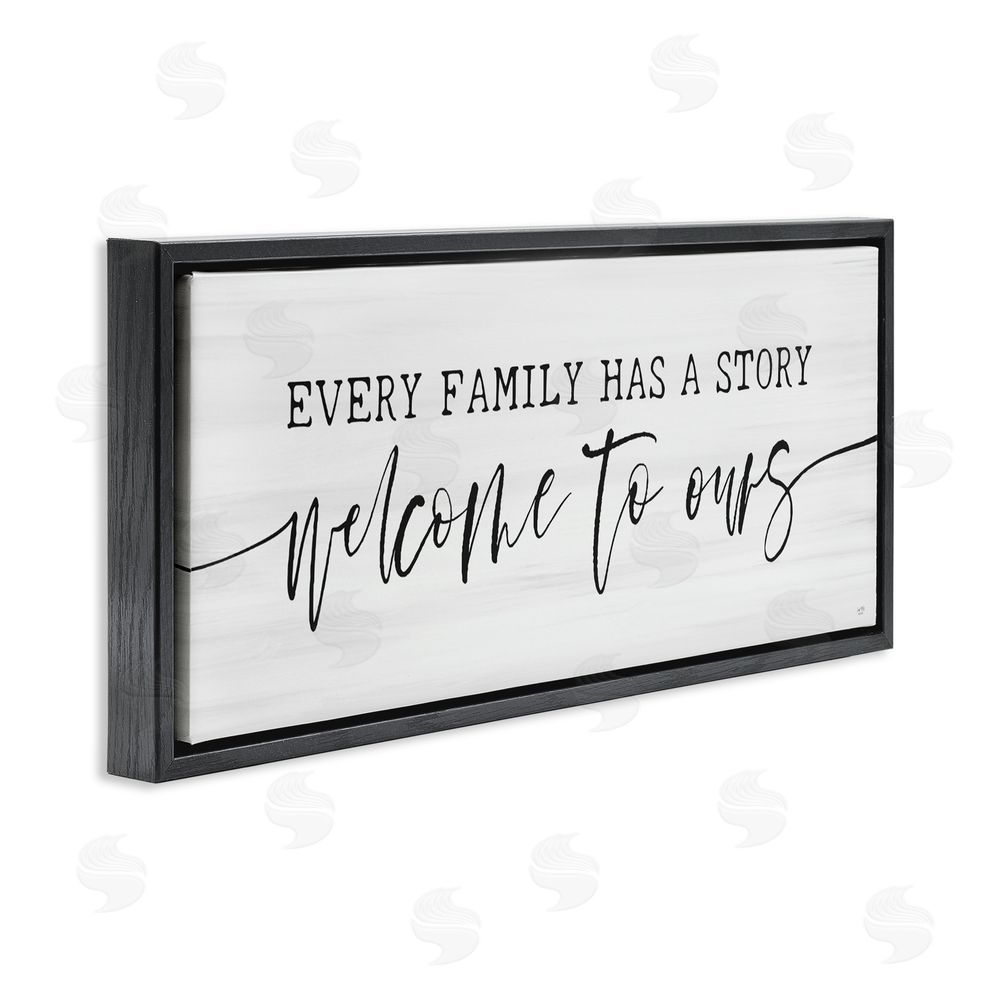 Lux + Me Designs Welcome To Our Family Story Black Floating Frame Canvas Wall Art Print
