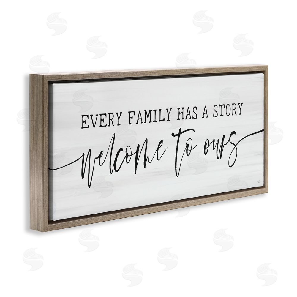 Lux + Me Designs Welcome To Our Family Story Brown Floating Frame Canvas Wall Art Print