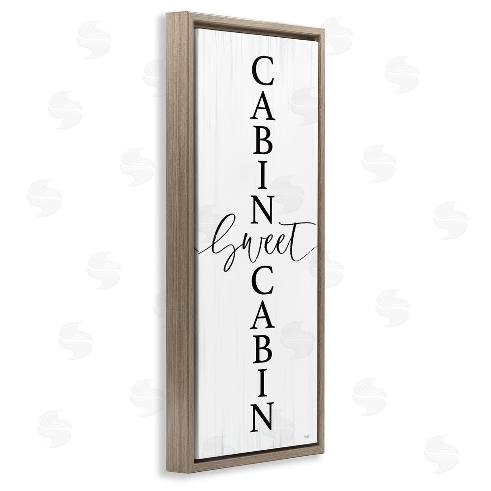 Lux + Me Designs Sweet Cabin Vertical Words Brown Floating Frame Canvas Wall Art Print