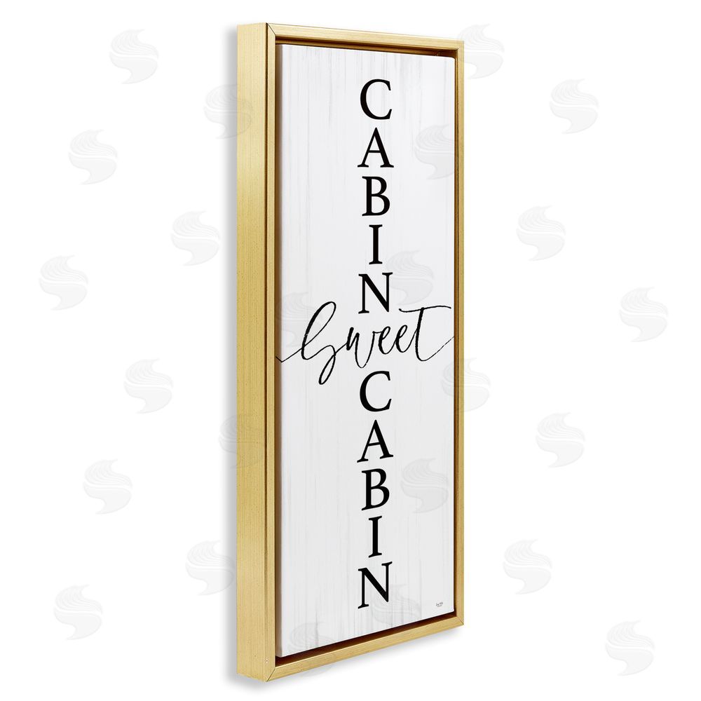 Lux + Me Designs Sweet Cabin Vertical Words Gold Floating Frame Canvas Wall Art Print