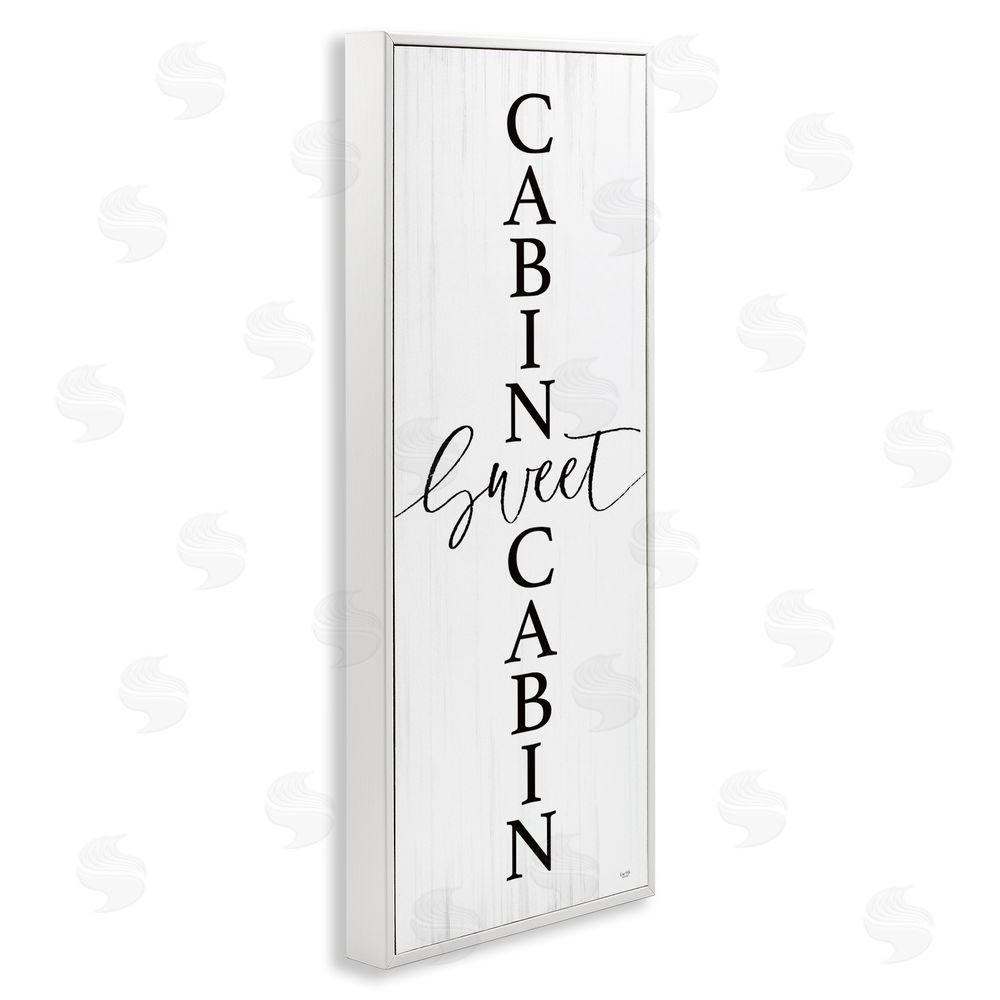 Lux + Me Designs Sweet Cabin Vertical Words White Framed Giclee Wall Art Print