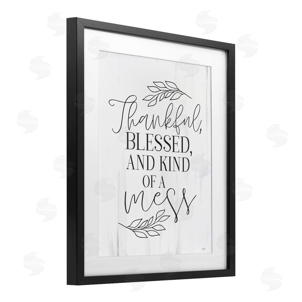 Lux + Me Designs Thankful Bless & A Mess Black Framed Print Under Glass Wall Art