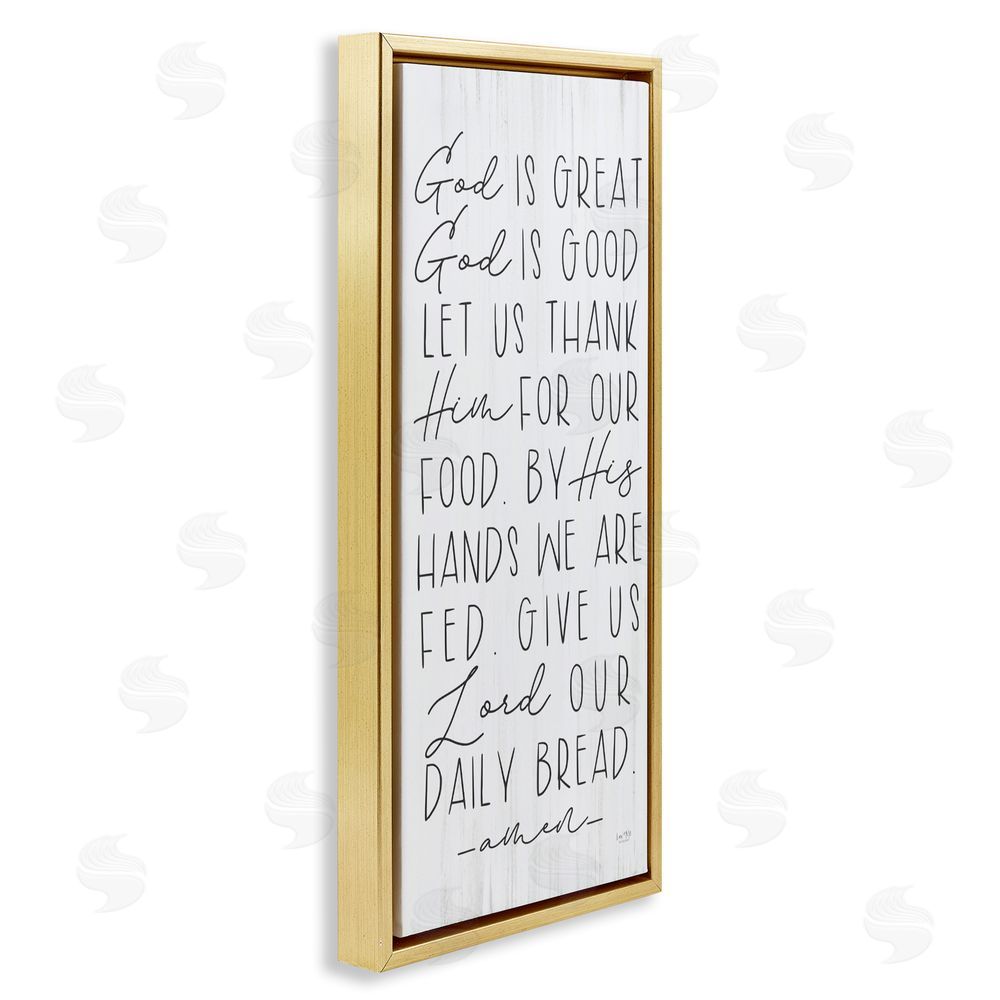 Lux + Me Designs God Is Great & Good Gold Floating Frame Canvas Wall Art Print