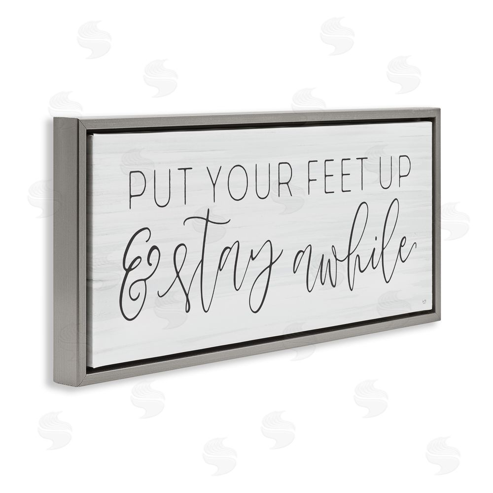 Lux + Me Designs Put Your Feet Up Gray Floating Frame Canvas Wall Art Print