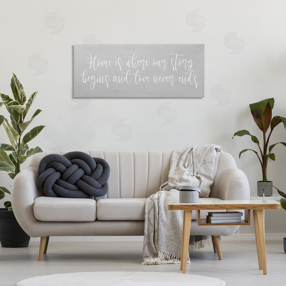 Lux + Me Designs Love Never Ends Sentiment Canvas Wall Art Print in Room