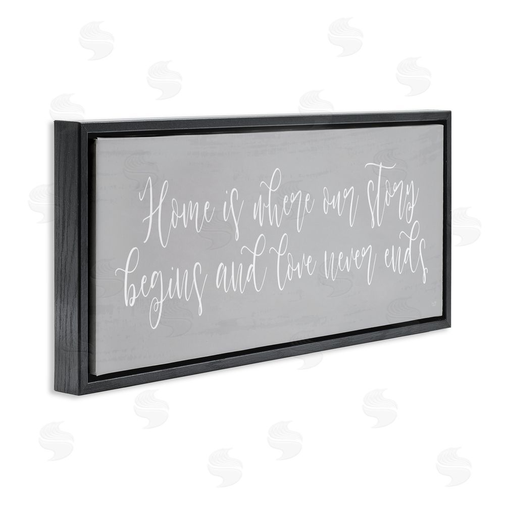 Lux + Me Designs Love Never Ends Sentiment Black Floating Frame Canvas Wall Art Print