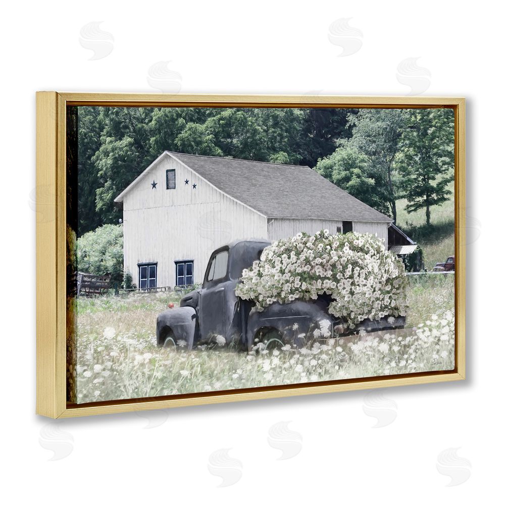 Lori Deiter Bed Full Of Blossoms Gold Floating Frame Canvas Wall Art Print