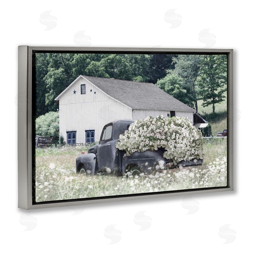 Lori Deiter Bed Full Of Blossoms Gray Floating Frame Canvas Wall Art Print