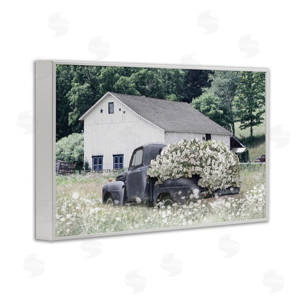 Lori Deiter Bed Full Of Blossoms White Framed Giclee Wall Art Print