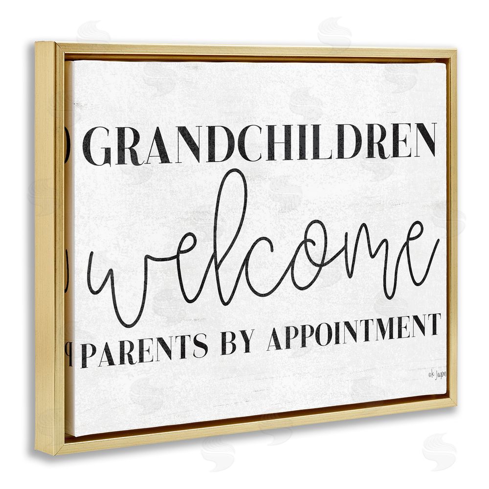 Jaxn Blvd. Grandchildren Welcome Parents by Appointment Gold Floating Frame Canvas Wall Art Print