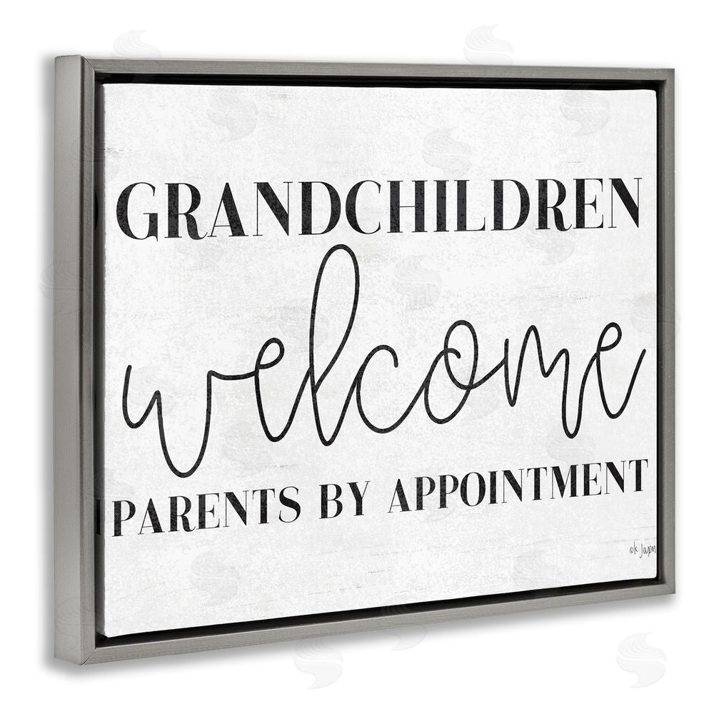 Jaxn Blvd. Grandchildren Welcome Parents by Appointment Gray Floating Frame Canvas Wall Art Print