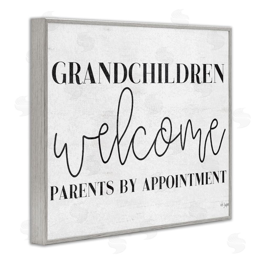 Jaxn Blvd. Grandchildren Welcome Parents by Appointment Gray Framed Giclee Wall Art Print