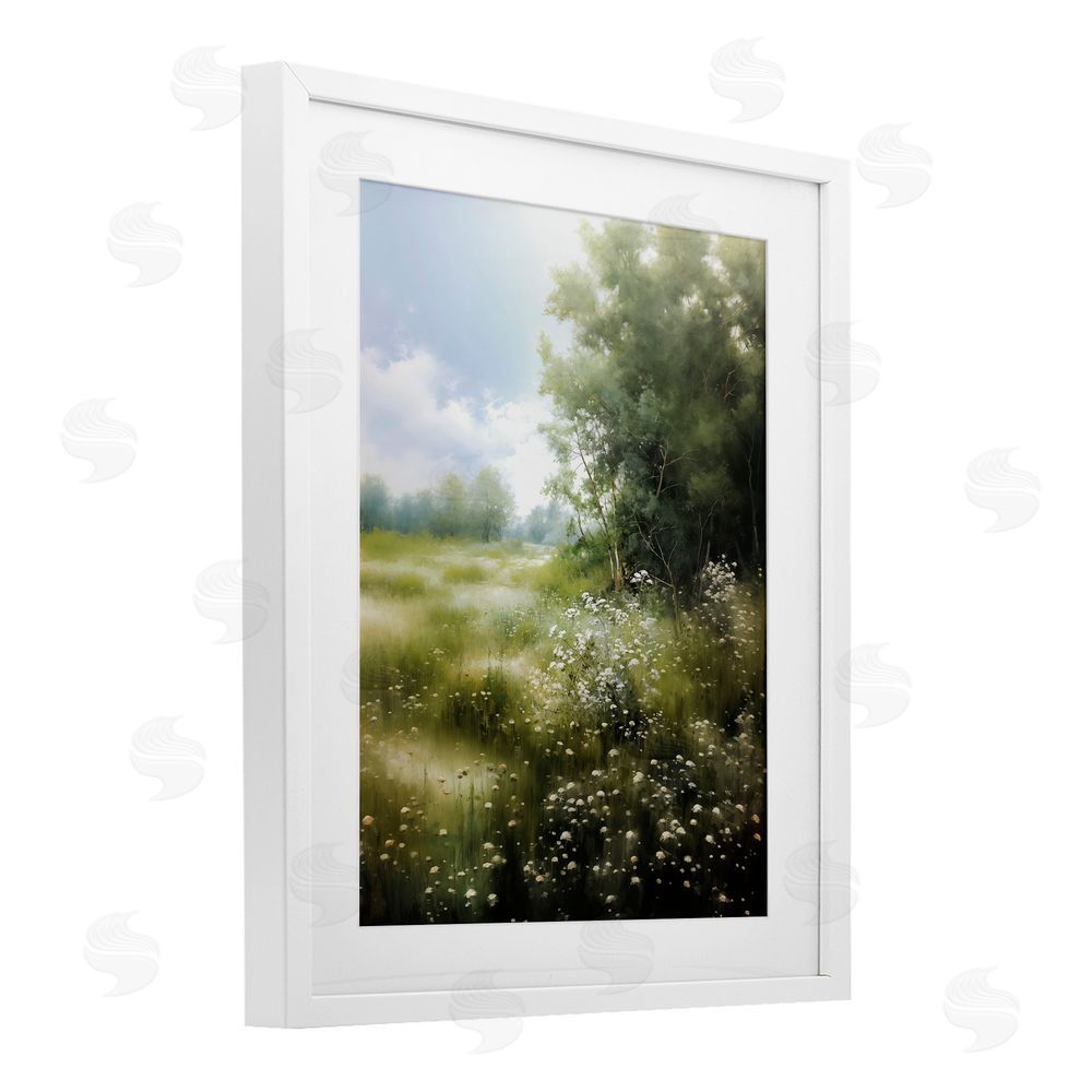 Heidi Kuntz Greener Pastures Landscape White Framed Print Under Glass Wall Art