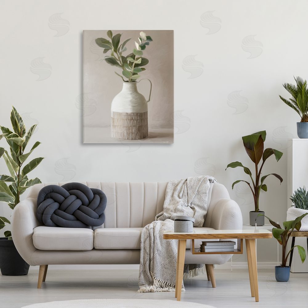 House Fenway Eucalyptus In Vase Stretched Canvas Wall Art Print in Room