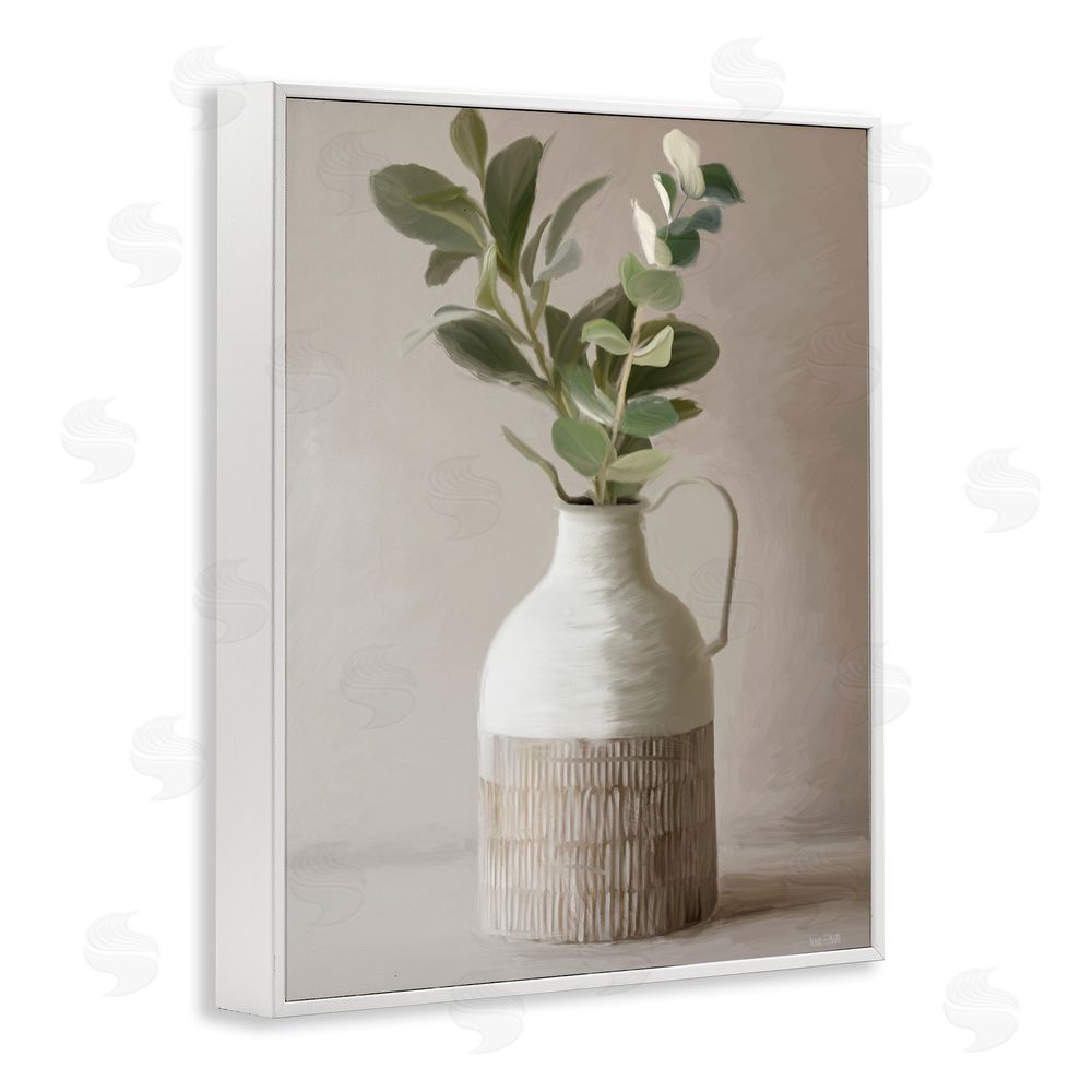 House Fenway Eucalyptus In Vase White Framed Giclee Wall Art Print