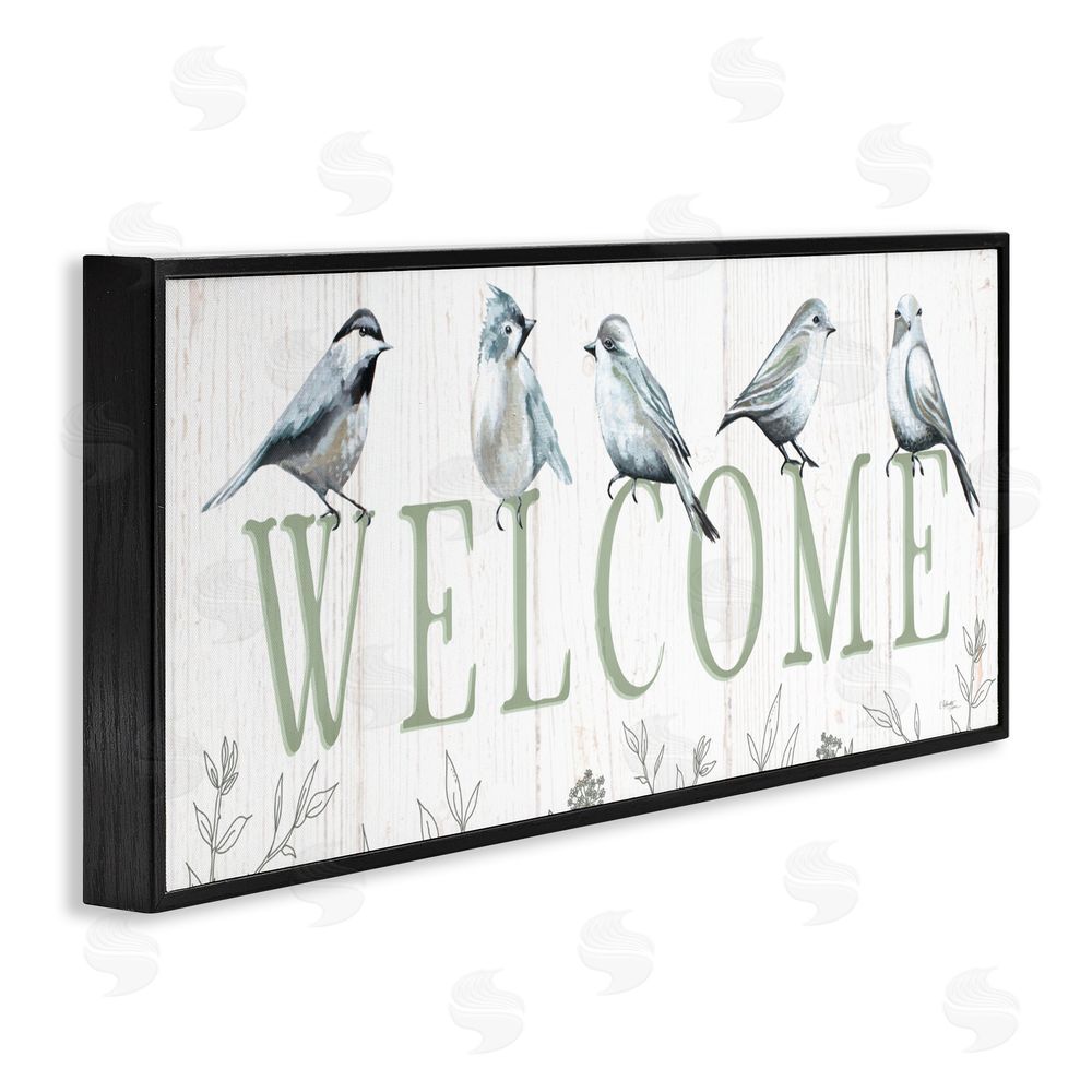 Elizabeth Tyndall Delicate Welcome Birds Black Framed Giclee Wall Art Print