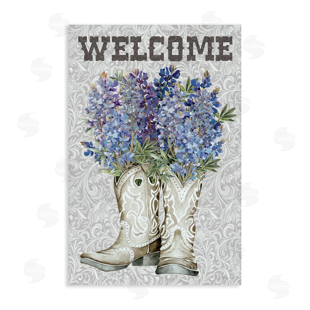 Cindy Jacobs Welcome Bluebonnet on Paisley Stretched Canvas Wall Art Print
