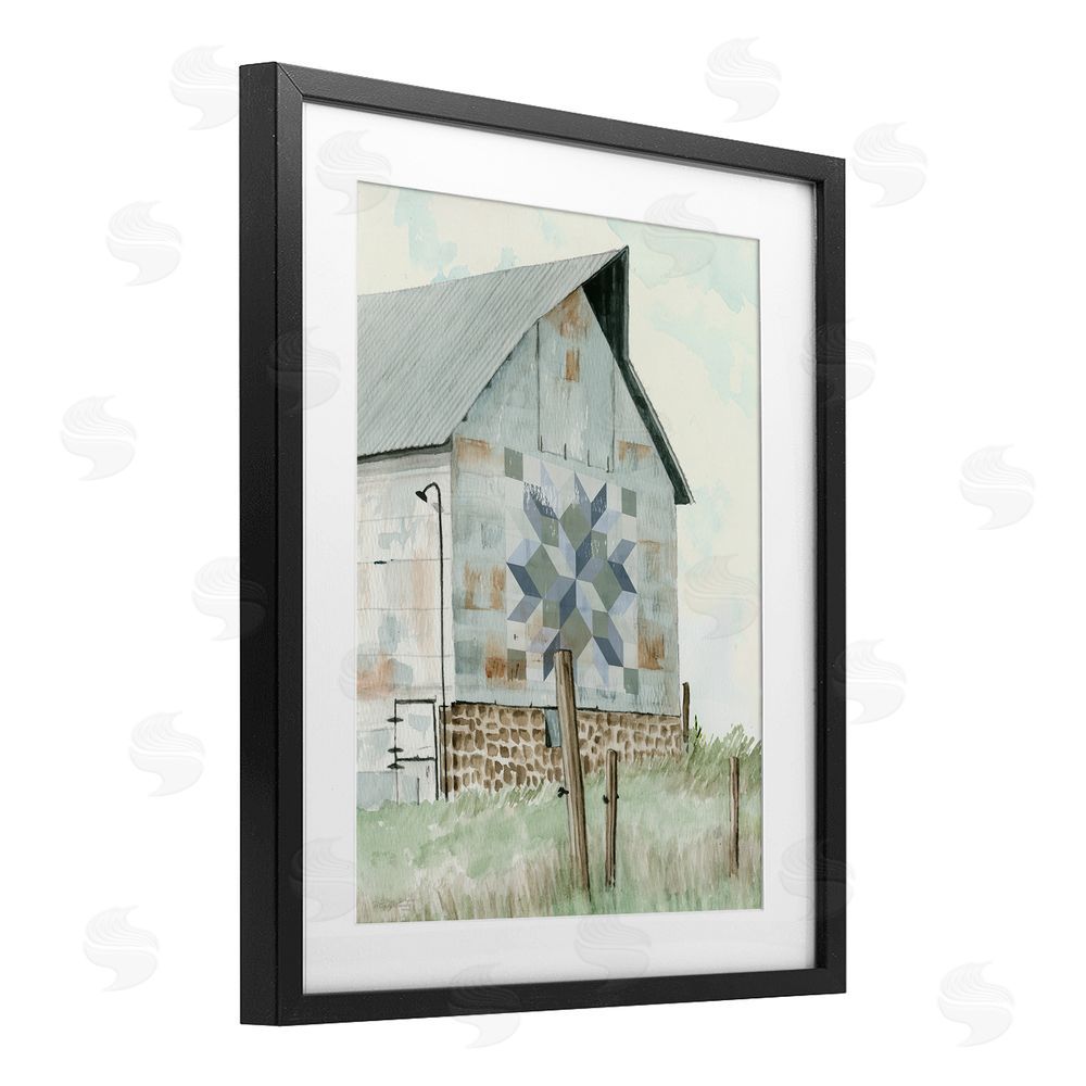 Cindy Jacobs Pickel's Barn Quilt Black Framed Print Under Glass Wall Art