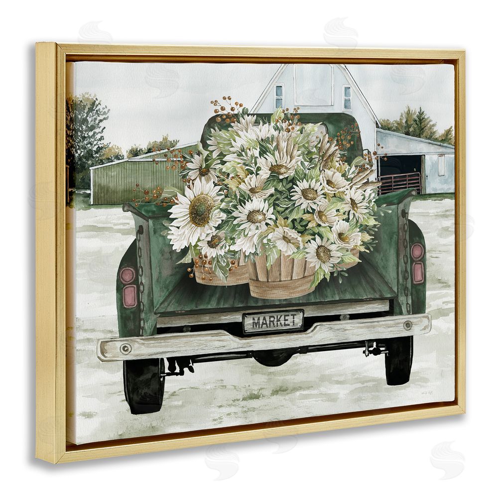 Cindy Jacobs Country Flower Delivery Baskets Gold Floating Frame Canvas Wall Art Print