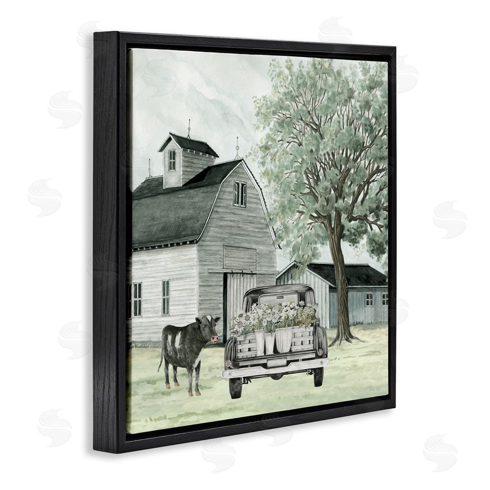 Cindy Jacobs Buttercup's Flowers on Farm Black Floating Frame Canvas Wall Art Print