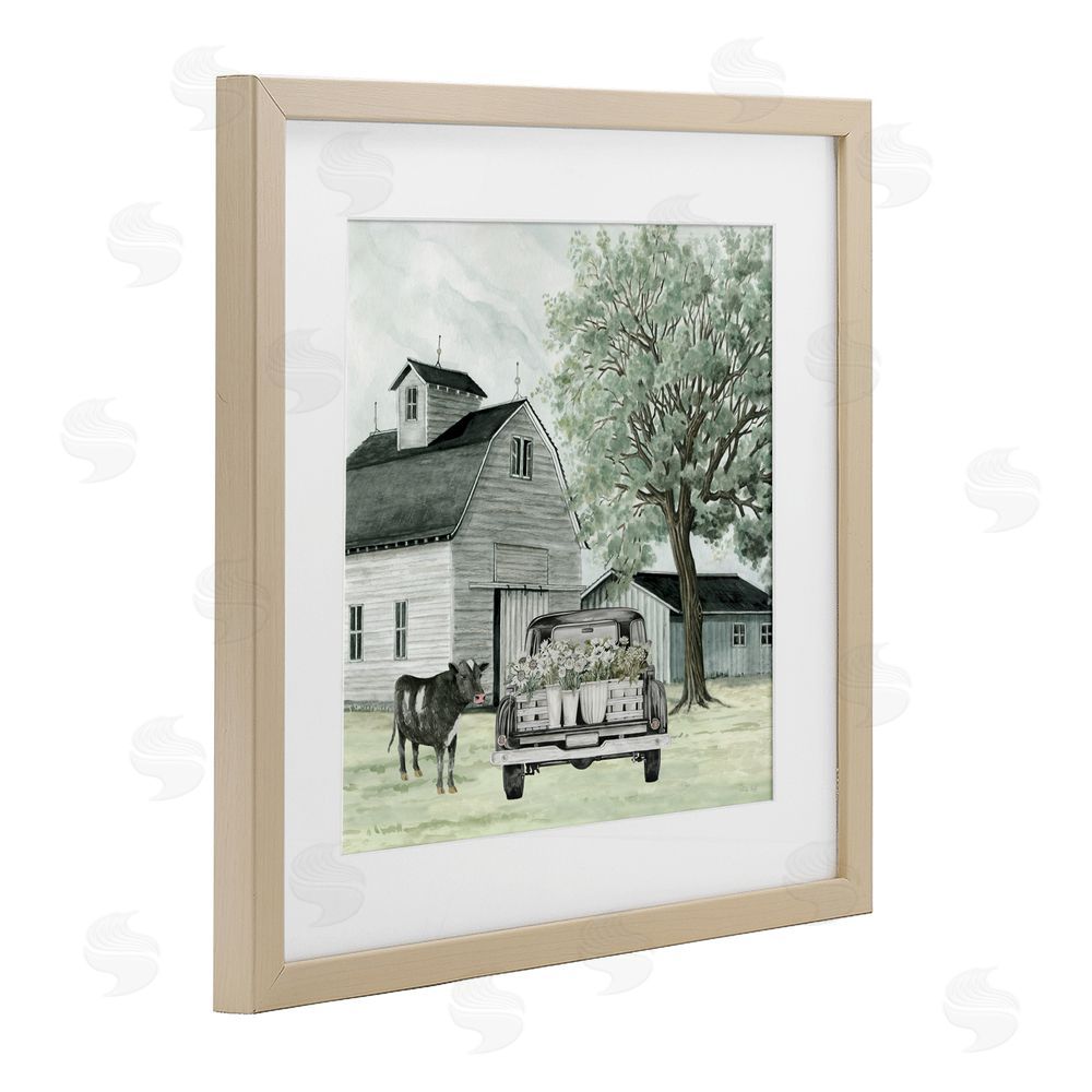 Cindy Jacobs Buttercup's Flowers on Farm Birch Framed Print Under Glass Wall Art