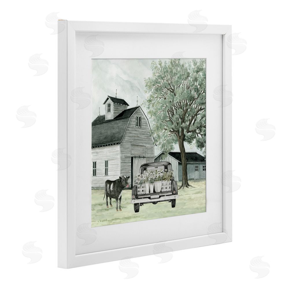 Cindy Jacobs Buttercup's Flowers on Farm White Framed Print Under Glass Wall Art