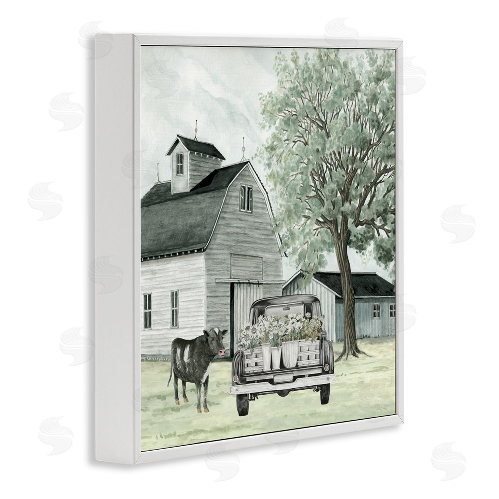 Cindy Jacobs Buttercup's Flowers on Farm White Framed Giclee Wall Art Print