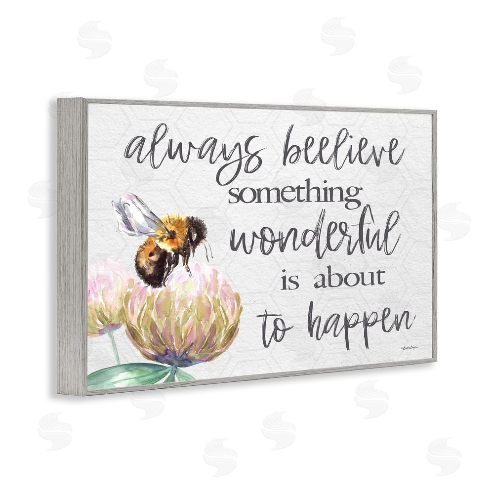 Susie Boyer Always Believe Something Wonderful Gray Framed Giclee Wall Art Print