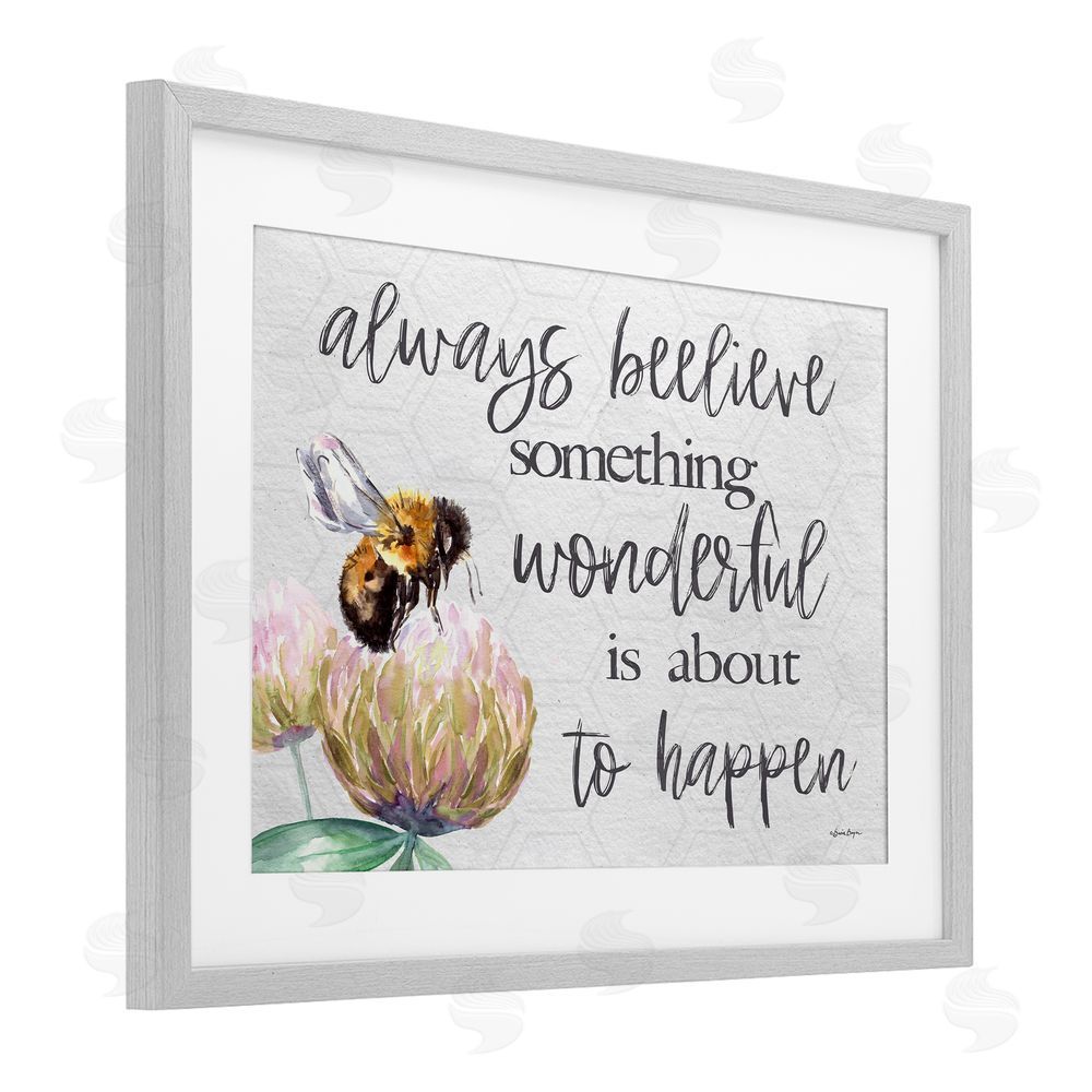 Susie Boyer Always Believe Something Wonderful Gray Framed Print Under Glass Wall Art