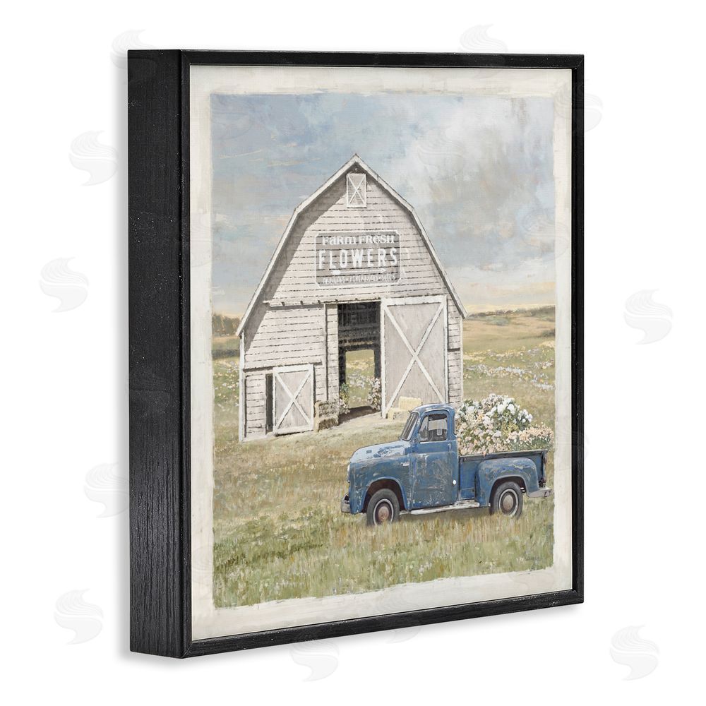 Amber Sterling Rustic Flower Barn Black Framed Giclee Wall Art Print
