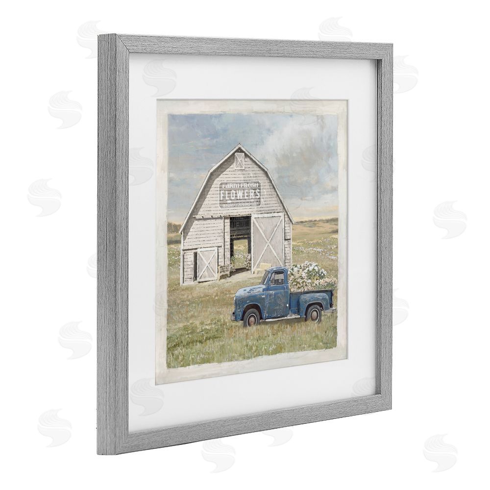 Amber Sterling Rustic Flower Barn Gray Framed Print Under Glass Wall Art