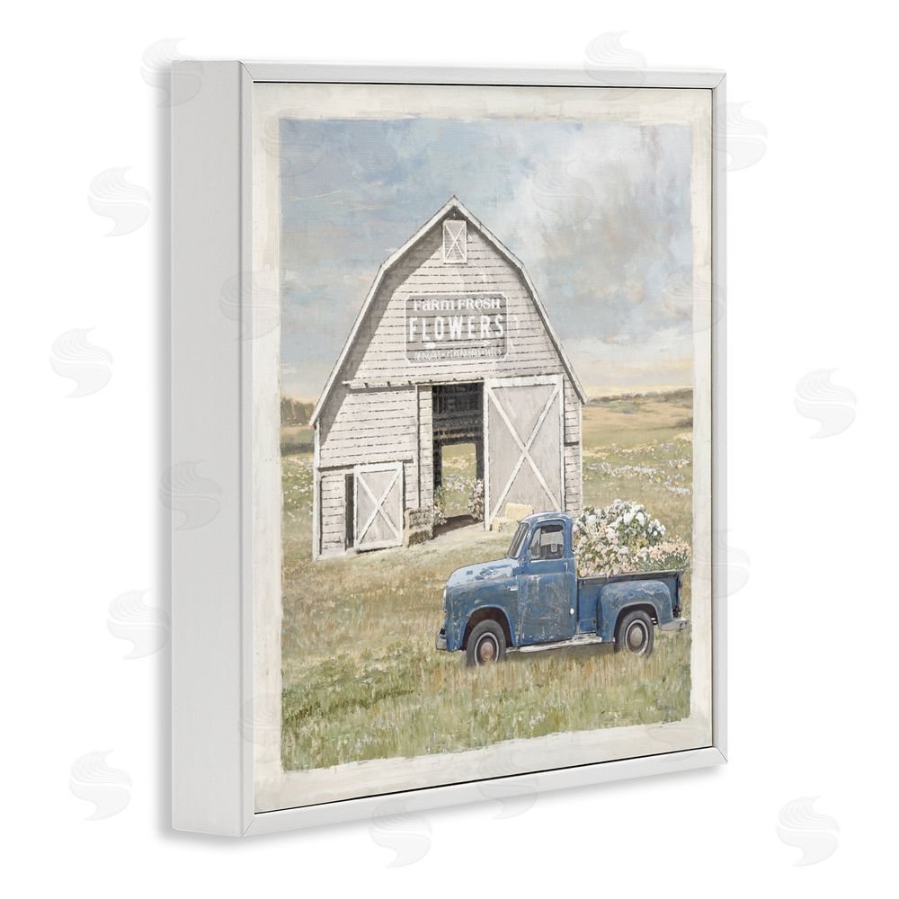 Amber Sterling Rustic Flower Barn White Framed Giclee Wall Art Print