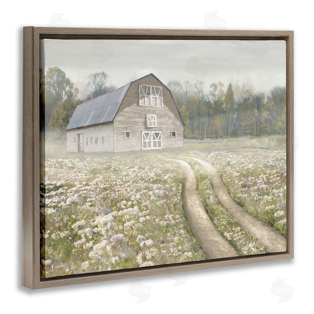 Amber Sterling Wildflower Delight Barn Brown Floating Frame Canvas Wall Art Print