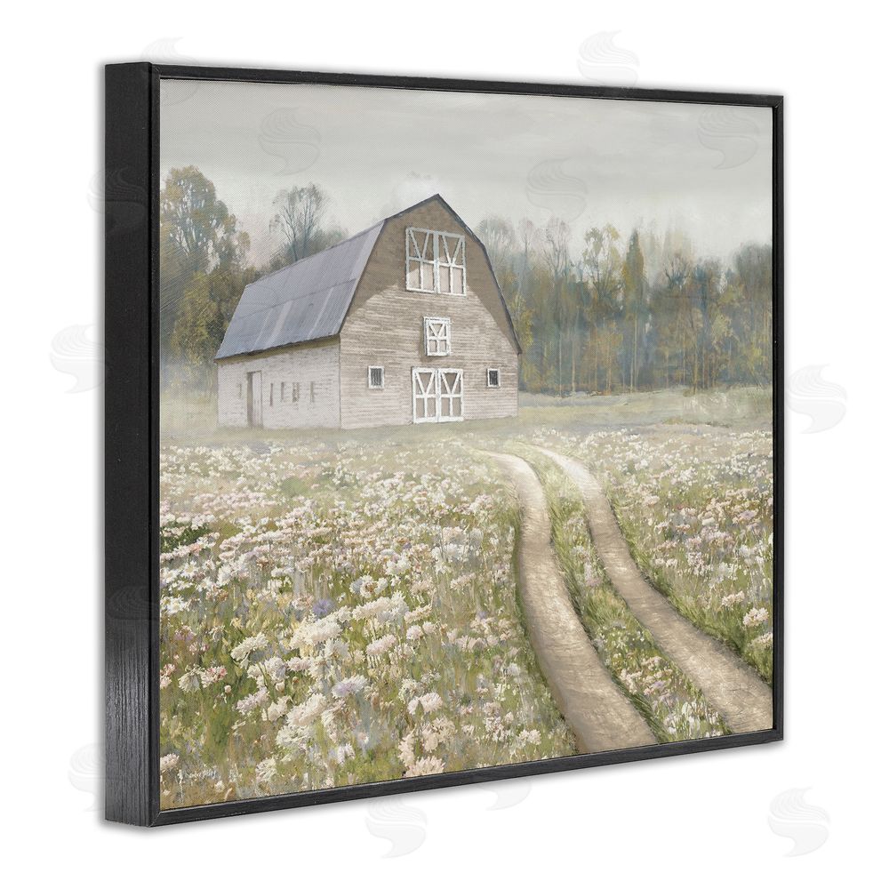 Amber Sterling Wildflower Delight Barn Black Framed Giclee Wall Art Print