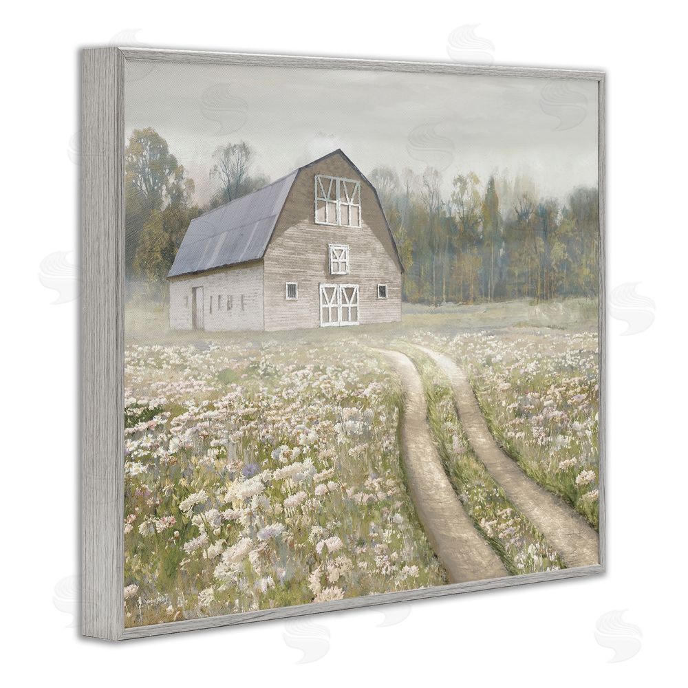 Amber Sterling Wildflower Delight Barn Gray Framed Giclee Wall Art Print