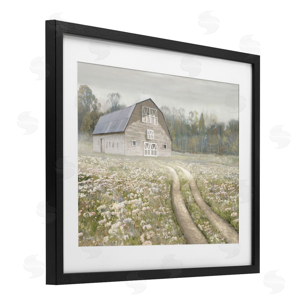 Amber Sterling Wildflower Delight Barn Black Framed Print Under Glass Wall Art