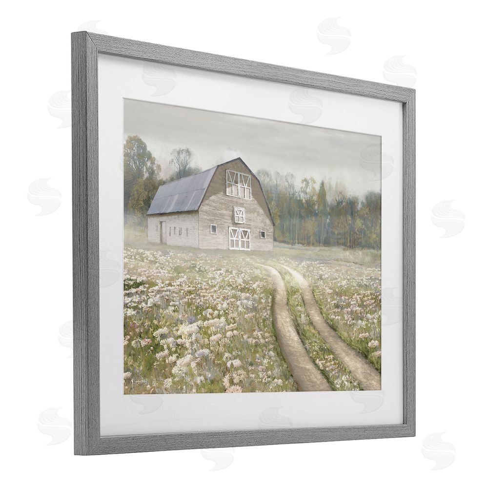 Amber Sterling Wildflower Delight Barn Gray Framed Print Under Glass Wall Art