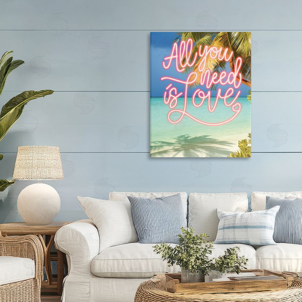 Amber Sterling Tropical All You Need Is Love Stretched Canvas Wall Art in Room