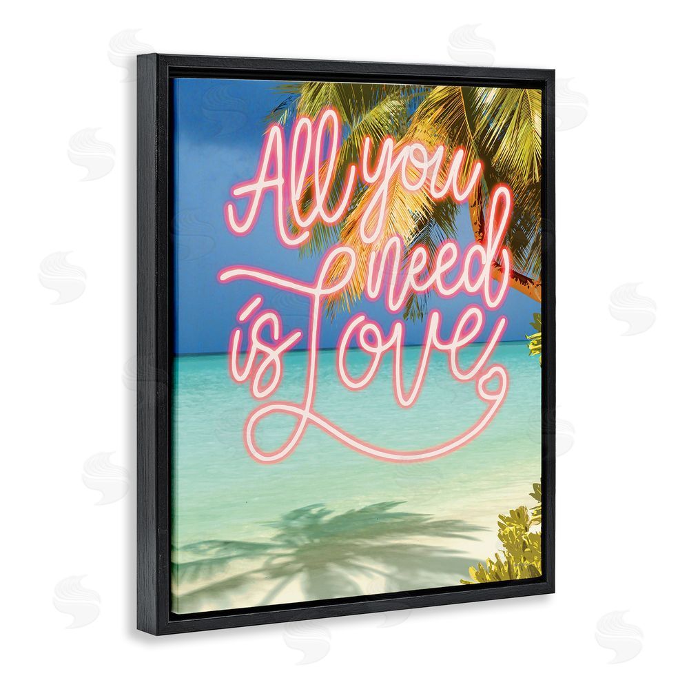 Amber Sterling Tropical All You Need Is Love Black Floating Frame Canvas Wall Art Print