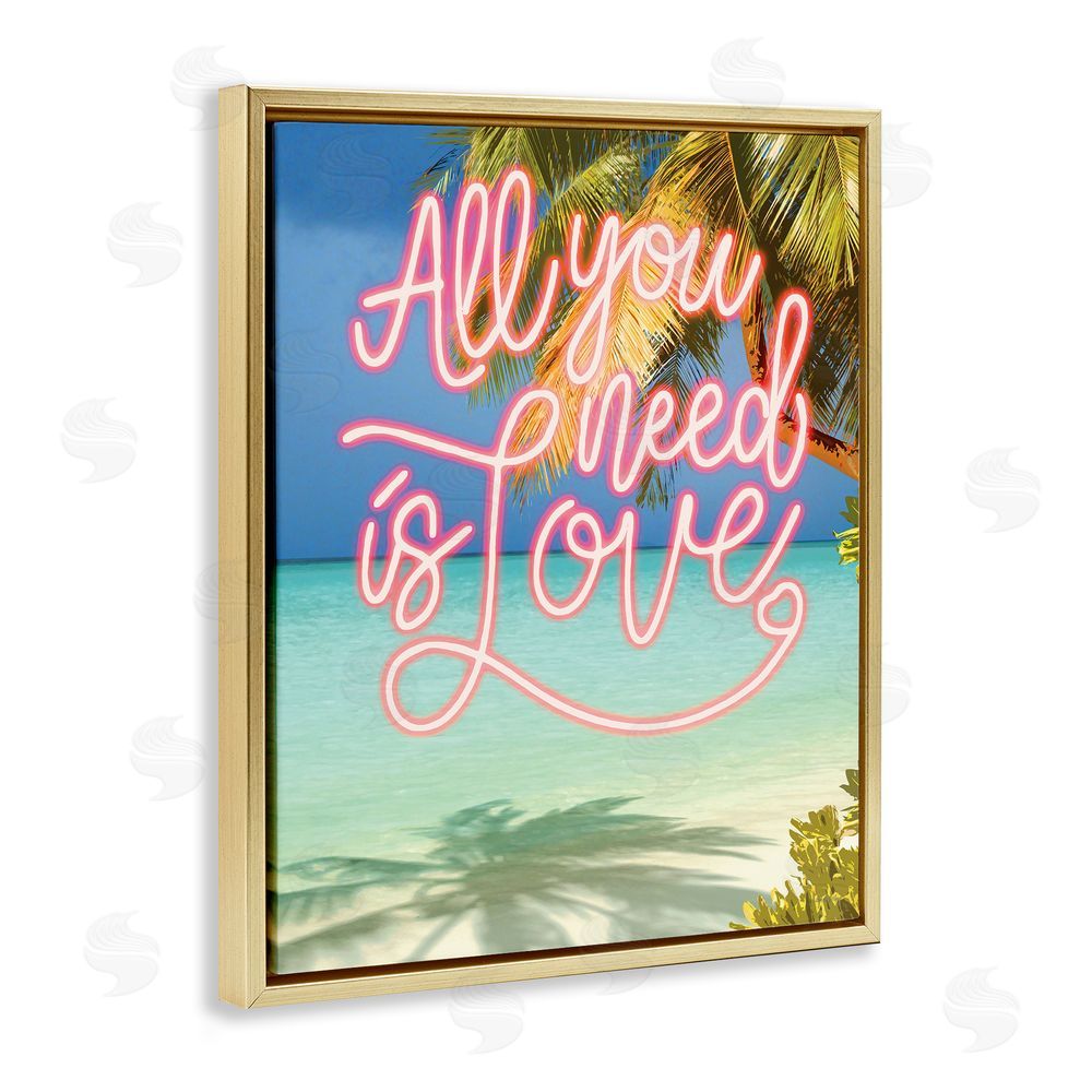 Amber Sterling Tropical All You Need Is Love Gold Floating Frame Canvas Wall Art Print